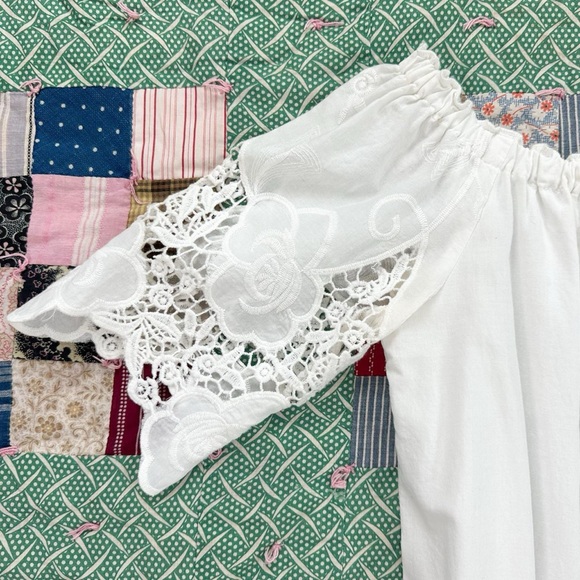 Barneys Off The Shoulder White 100% Cotton Lace Milkmaid Mini Shift Dress small - Picture 3 of 8